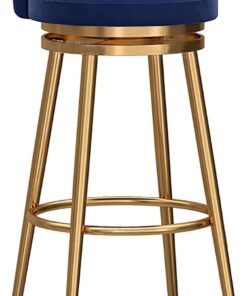 Tabouret de bar pivotant à 360°, assise rembourrée en velours doux avec pieds en métal doré, hauteur de comptoir pour île de maison, supporte 250 kg, hauteur d'assise 65 cm
