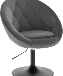 WOLTU Chaise Coiffeuse, Tabouret Bar avec Dossier, en Velours, Gris Foncé | Chase Haute Pivotant, Fauteuil de Bureau, Réglable en Hauteur, pour Bar, Bureau, Coiffeuse, Salle à Manger