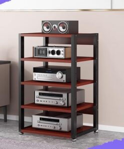 Étagère pour appareils Audio-vidéo - Support Robuste du AV pour amplificateurs HiFi et récepteurs stéréo - Hauteur : 90 cm, Conception à 5 Niveaux