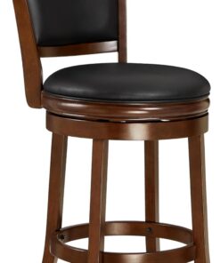 Ball & Cast Tabouret de Bar pivotant à Hauteur de comptoir, Tabouret d'îlot de Cuisine en Bois, 24in Tabouret de Bar rembourré avec Dossier et Repose-Pieds, Cappuccino