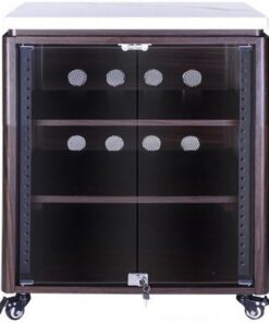 Meuble HiFi, Meuble Rack Audio de rangement à plusieurs niveaux, Meuble stéréo avec porte en verre trempé, Meuble Audio Vidéo avec conception de roue universelle, forte capacité de charge(67c