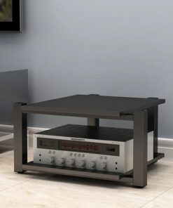Rack Audio À 2/3/4 Niveaux, Meuble Hi FI en Bois, Meuble Audio Vidéo Ouvert, Meuble Rack Audio for Chaîne Stéréo De Divertissement, Centre De Divertissement d'angle(Nero,2-Tier)