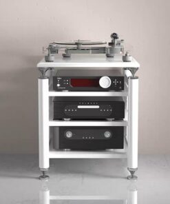 Meuble Hi FI, Meuble Rack Audio avec Étagères Réglables, Meuble Stéréo Ouverte, Rack Audio avec Pieds Amortisseurs, Audio for Le Divertissement, for Le Bureau À Domicile(Wit,4-Tier)