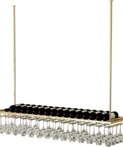 Casier à vin de Plafond pour Bouteilles de vin, Porte-Bouteilles en Verre Suspendu, Porte-gobelets à l'envers, étagère de Rangement réglable pour Bar de Cuisine (doré) (Taille : 14
