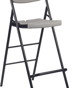 Perel Chaise de Bar Haute Pliante Blanche avec Dossier et Repose-Pieds en Plastique pour intérieur et extérieur, idéale pour Les fêtes et la Restauration, avec Structure en Acier et résistant aux