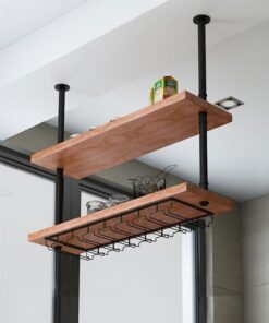 Porte-Bouteilles de vin de Plafond, 2 Couches de casier à vin Suspendu, élargit et approfondit Le casier à vin de Style Simple, pour Bar, Cuisine, café, Stockage de Bouteilles de v