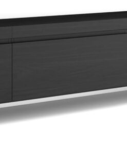 Skraut Home | Meuble TV | Banc Télé | Grand Espace de Rangement | 368x45x35 | Cheminée électrique XXL | Suspendu, Mural| Style Moderne | Noir