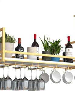 Casier à vin à Suspendre pour Verres à vin, Style Rustique, Support pour Bouteilles de vin, Support à Suspendre, Support pour Verres à Pied en métal, Hauteur réglable pour Bars, re