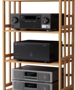 Support Audio, étagère AV, Tour multimédia AV, Meuble stéréo, Support Audio sur Pied pour cinéma Maison, Tour de Rangement CD à 4 Niveaux avec roulettes, Supports et Supports stéréo domestiq