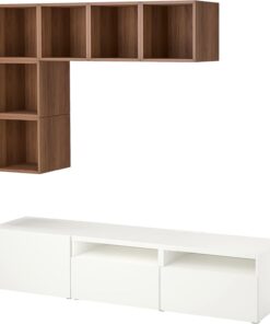 ProTuning EKET/BESTÅ Meuble combiné pour TV, blanc/effet noyer, 180 x 42 x 170 cm