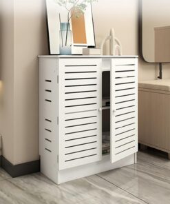 Meuble de rangement pour routeur Wi-Fi, boîte de rangement dissimulée pour téléviseur et équipements multimédias, meuble sur pied à 2 portes (60 x 80 x 30 cm) - Idéal pour la gestion des câb