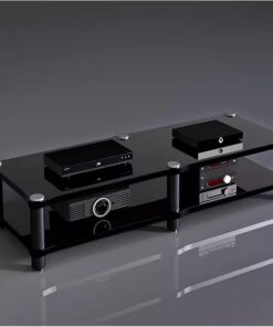 Support de Divertissement à Domicile pour système stéréo à 2 étagères, Armoire de Composants Audio/vidéo Robuste pour Rack Hi-FI, Support d'équipement électronique Moderne à extrémité Ouvert