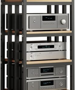 Meuble Hi FI, Meuble Audio Vidéo multimédia Moderne, Etagère réglable à 4 Niveaux avec Pieds amortisseurs,Meuble stéréo for Consoles de Jeux/Apple TV/PS4(Nero)