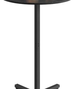 VASAGLE Table de Bar Haute, Cadre en Métal, 60 x 60 x 104,5 cm, pour Salle à Manger, Bistrot, Montage Facile, Base en Croix, pour 2-3 Personnes, Style Moderne, Noir Boisé LBT361B01