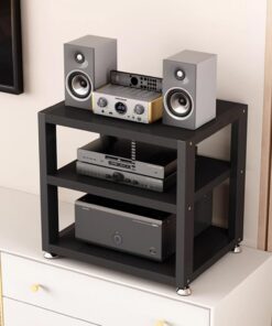 Support multimédia, Support HiFi à 2/3/4 Niveaux, Support Audio AV, Support HiFi for Tourne-Disque Meuble Audio avec Pieds amortisseurs, Composants Audio-vidéo(Nero,17.7x13.7x13.9in)