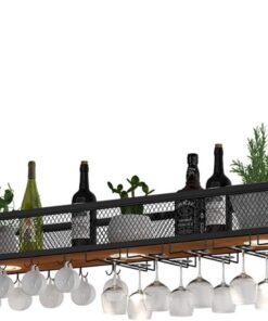 Casier à vin en Fer forgé pour Bar à Domicile, étagère Plate à l'envers, Support pour Verre à vin, Armoire à vin Suspendue, Supports Suspendus, décoration de Bar, Support de rangem