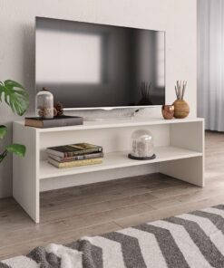 ZXLIHS Meuble TV avec éère de Rangement Ouverte, Meuble TV Blanc, Meuble TV, pour Salon, Chambre à Coucher, Blanc, 100x40x40 cm