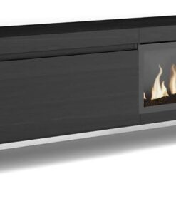 Skraut Home | Meuble TV | Banc Télé | Grand Espace de Rangement | 368x45x35 | Cheminée électrique XXL | Suspendu, Mural | Style Moderne | Noir