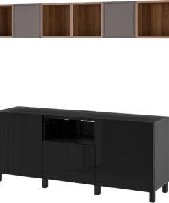 ProTuning EKET/BESTÅ Combinaison d'armoire pour TV, noir/marron foncé/effet noyer, 210 x 42 x 220 cm