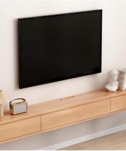 Meuble TV Flottant avec tiroirs et Gestion des câbles, Centre de Divertissement Moderne, étagère TV Murale, Table Console multimédia Blanche pour Salon, Taille 220 x 24 x 20 cm
