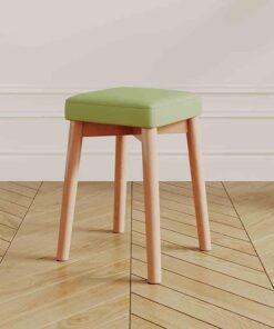 Tabourets Empilables Portables en Bois, Tabourets Carrés Rembourrés sans Dossier De 45cm avec Pied Antidérapant, Chaises À Manger Empilables pour Maison Bureau L'école Cuisine(Matcha)