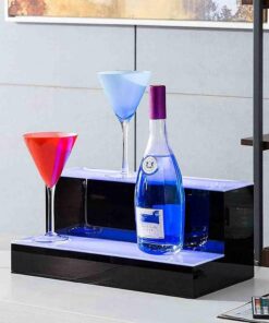 Étagères de présentation de Bouteilles d'alcool à 3 Niveaux avec éclairage LED et télécommande pour Bar à Domicile et Bar Commercial