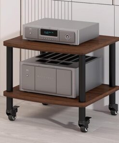 Meuble HiFi à 2/3/4 niveaux, Meuble Rack Audio avec roues universelles à 360 °, Meuble stéréo, support en acier au carbone, Meuble Audio Vidéo multimédia, forte capacité de charge(Walnut colo