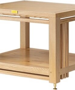 Meuble Hi FI en Bois Massif, Meuble Rack Audio AV avec Clous Absorbant Les Chocs, Meuble Stéréo À 2 Niveaux, Aucune Installation Requise, Chaque Couche Peut Supporter 100 Kg
