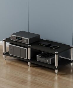 Étagère pour Projecteur,Étagère Multimédia,Stand Média,Étagères Rack de Stockage Audio Vidéo,pour Lecteur DVD/PS4/Décodeurs Câble/Consoles de Jeux/Sky Box/Accessoires TV.(Nero,120x48x42cm)