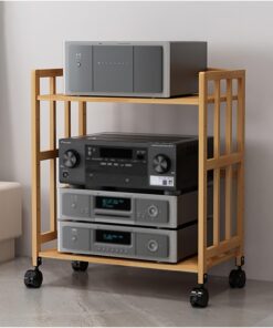 Étagère Audio, étagère de Rangement multimédia en Rack AV, étagères et Supports de Rangement pour équipement stéréo, étagère Audio-vidéo Mobile avec roulettes, étagère Audio-vidéo réglable (