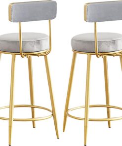 Générique Tabouret de Bar Lot de 2 Chaises de Bar Rondes avec Dossier, Tabourets de Comptoir pour îlot de Cuisine avec Repose-Pieds, Tabourets Hauts pour Pub, Home Bar, Café