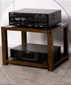 Générique Étagère de Rangement multimédia en Bois Massif de Noyer - Meuble Audio-vidéo à 2 Niveaux, Support et Tour Audio/vidéo, Support multimédia sans Installation pour Home cinéma et Salon