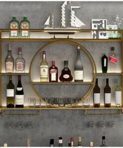 Présentoir à vin Mural en métal Moderne, étagères flottantes pour Bar, casiers à vin muraux, Porte-Bouteilles en Fer Multifonctionnel pour Bars à Domicile