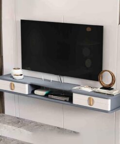 Support TV flottant, grande console de rangement murale, étagère TV murale, table console multimédia avec tiroirs de rangement, support TV mural très brillant avec rangement ouvert pour la m