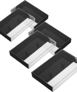 VICASKY Lot de 5 Boîtes Vintage en Plastique PS Noir pour Stockage Polyvalent de Cassettes Audio, Design Élégant et Gain de Place pour Bureaux et Bibliothèques