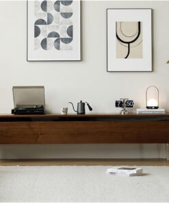 Étagère TV Murale Meuble TV de Rangement Grande capacité, Meuble Salon, Moderne et Simple, Petit Appartement, Porte Rabattable, en rondins