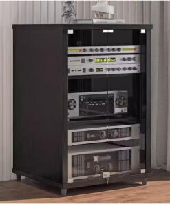 pieds enceintes Équipement sonore de scène, support d'amplificateur Audio et vidéo, armoire d'aviation, armoire d'amplificateur multicouche en bois massif pieds enceintes monitoring(Noir,55*57*80cm)