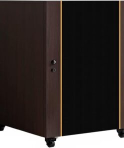 Étagère audio réglable avec gestion des câbles, armoire de rangement stéréo AV - Meuble de rangement mobile pour équipement AV (marron, 63 cm)