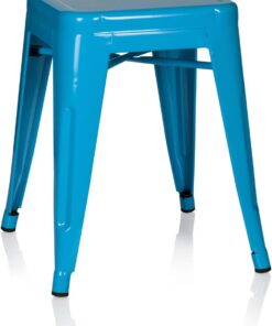 hjh OFFICE 645004 Tabouret bistrot VANTAGGIO Métal Bleu Clair, Tabouret au Look Industriel et Moderne, empilable