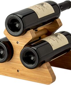 Porte-Bouteille de vin en Bois - Support de Rangement pour 3 Bouteilles-Autonome-Petite Taille compacte - Anniversaires, Mariages