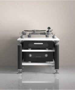 Support Moderne pour Enceintes HiFi, Meuble Ouvert réglable de Style Tour, adapté aux téléviseurs Home cinéma, étagères à Deux Niveaux, Design Blanc.