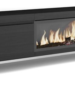 Skraut Home | Meuble TV | Banc Télé | Grand Espace de Rangement | 368x45x35 | Cheminée électrique XXL | Suspendu, Mural | Style Moderne | Noir