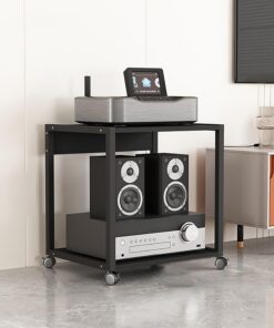 Meuble multimédia Audio Moderne du Milieu du siècle - Étagère d'angle élégante pour Jeux vidéo, Enregistrement et DVD, idéale pour Les Consoles de Jeux et Les centres de Divertissement