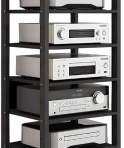 Générique Support de Tourne-Disque Haut à 7 Niveaux, Support de mixage Audio Mobile, Support stéréo de Divertissement avec étagère réglable, pour Le Salon, Les Jeux, la Salle d'enregistrement