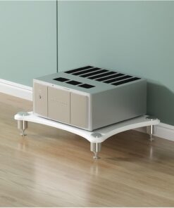 Support Audio, Support multimédia Moderne en Acier Inoxydable avec Pieds, Armoire de Composants stéréo à 4 Couches pour Lecteur DVD, Console de Jeu, boîtier TV, routeur, amplificateur (Blanc