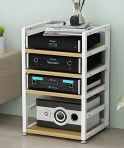 Support média HiFi pour enregistrement, meuble de rangement ouvert, support audio pour ampli AV/platine/imprimante, hauteur réglable, pour maison/bureau/théâtre