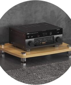 Armoire audio à 4 couches avec pieds absorbant les chocs pour appareils de diffusion en continu 60 x 48 x 10 cm, idéal pour les composants audio et vidéo