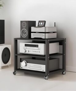 Étagère audio-vidéo à 3/4/5 niveaux, support multimédia réglable avec roue universelle, armoire de rangement pour systèmes d'étagères stéréo pour jeux, réunions, salon, salle d'enregistremen