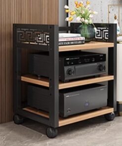 Meuble Stéréo Appareils DAC Audio Rack Multifonctionnel Support AV Media Meuble HiFi Media Stand pour Composants Audio Vidéo Etagère(Walnut,3 Tier)