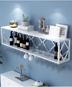 Étagère à Bouteilles, étagère Flottante pour Bar, casiers à vin muraux, Armoire à vin, Support à Verres à vin inversé, Porte-Bouteilles de vin Multifonctionnel en Fer, Support à go